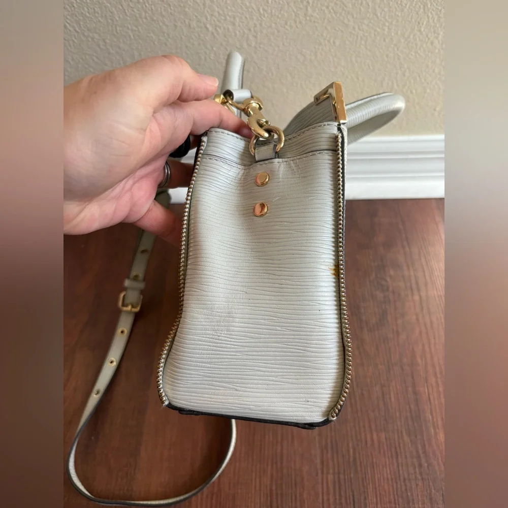 Rebecca Minkoff Gray Leather Satchel Shoulder Bag Crossbody Gold Hardware